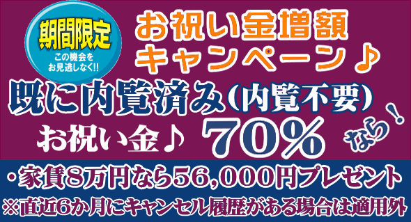 ＵＲ賃貸東海キャッシュバック お祝い金 75%